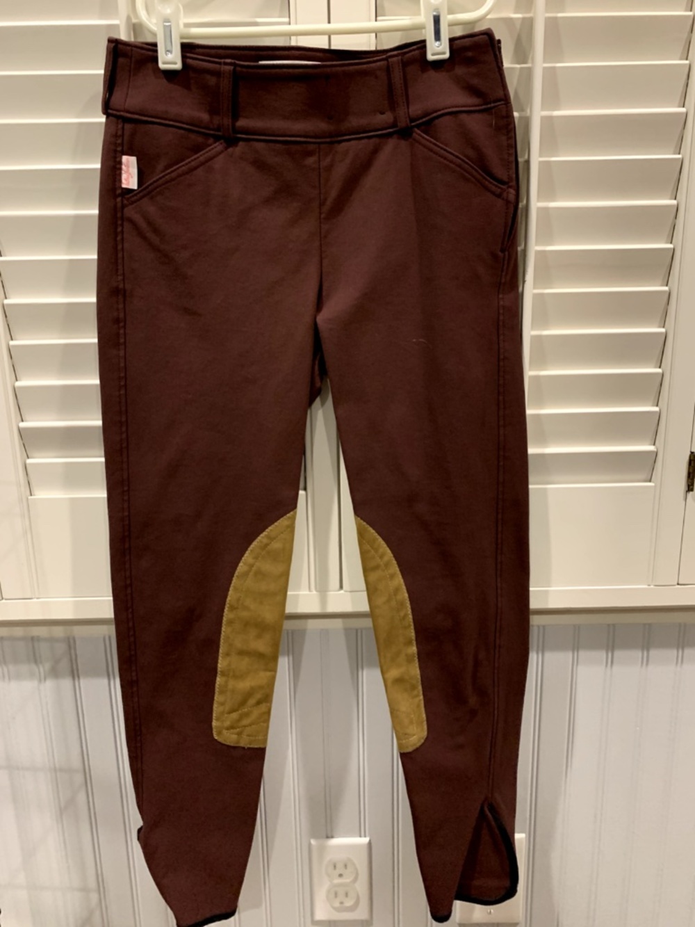 Share Tailored Sportsman Equestrian Breeches - Bordeaux / Tan - Women size 24